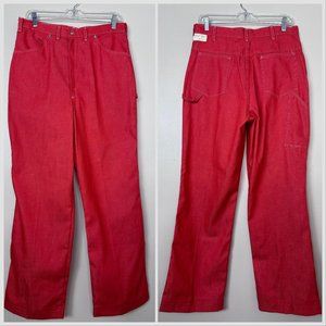 Vintage 1970s Red Denim Carpenter Jeans, Bryson Mfg, 32"x30", Straight Leg